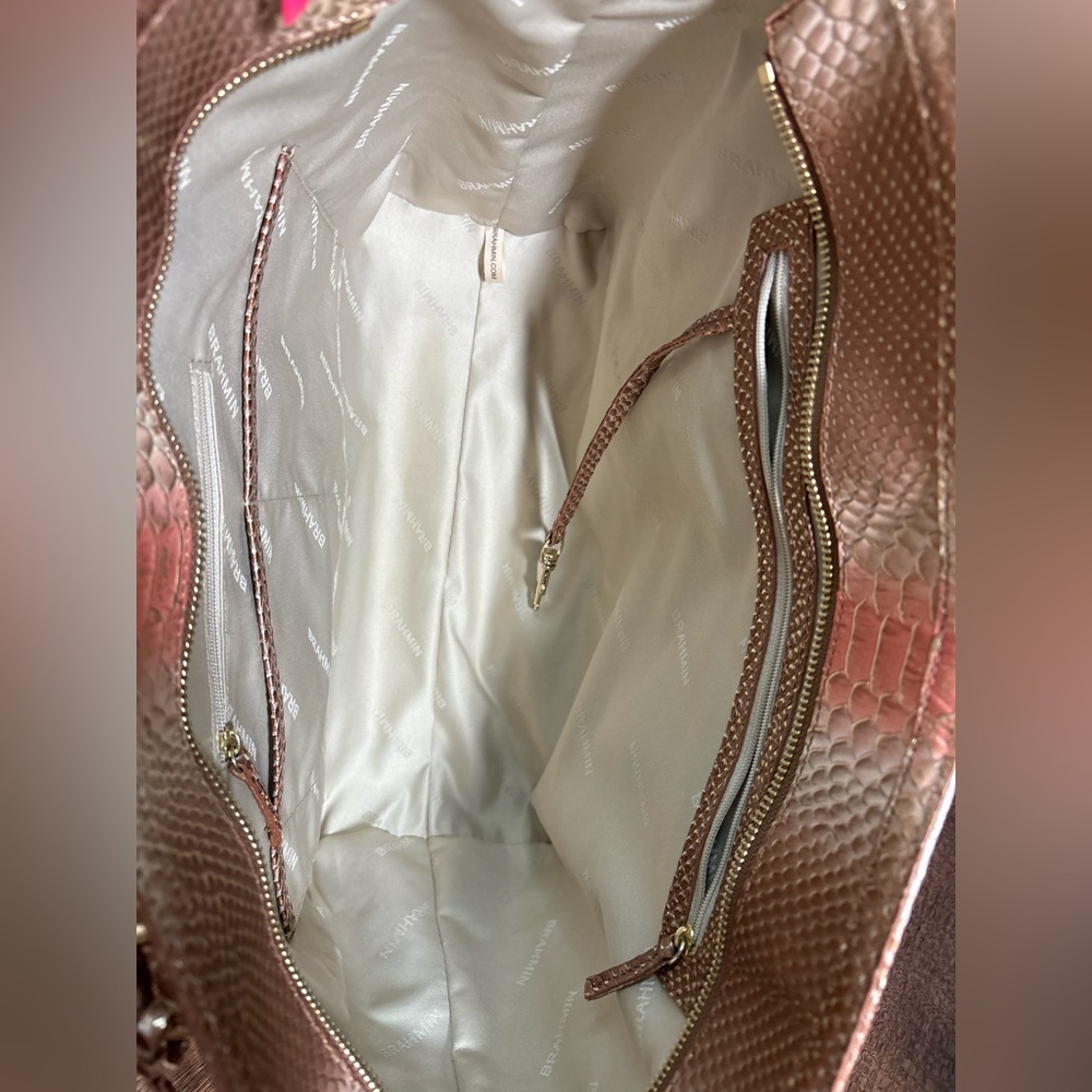 **SOLD**Brahmin EUC Ashlee - Natural Cocobay - Metallic Gold Snake Texture Tote - Picture 8 of 12